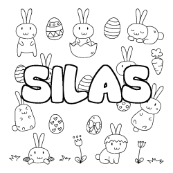 Coloring page first name SILAS - Easter background