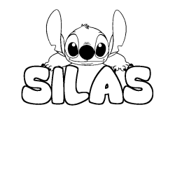 Coloring page first name SILAS - Stitch background