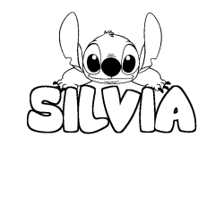 Coloring page first name SILVIA - Stitch background
