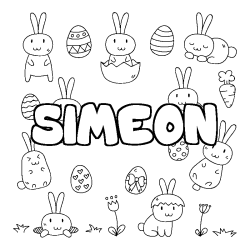 Coloring page first name SIMEON - Easter background