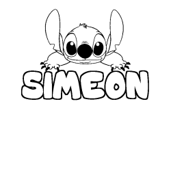 Coloring page first name SIMEON - Stitch background