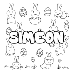 Coloring page first name SIMÉON - Easter background