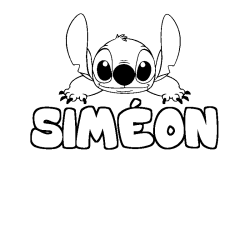 Coloring page first name SIMÉON - Stitch background