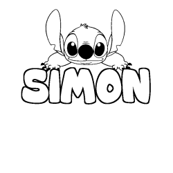 Coloring page first name SIMON - Stitch background