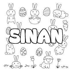 Coloring page first name SINAN - Easter background