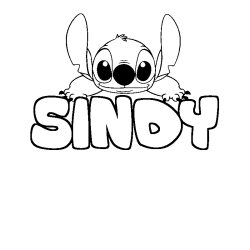 Coloring page first name SINDY - Stitch background