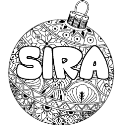 Coloring page first name SIRA - Christmas tree bulb background