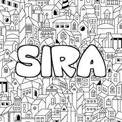 Coloring page first name SIRA - City background
