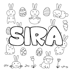 Coloring page first name SIRA - Easter background