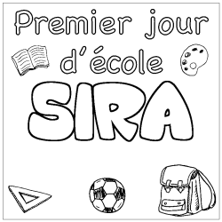 Coloring page first name SIRA - School First day background