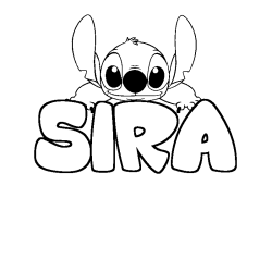 Coloring page first name SIRA - Stitch background