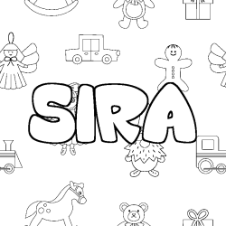 Coloring page first name SIRA - Toys background