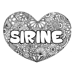 Coloring page first name SIRINE - Heart mandala background