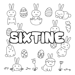 Coloring page first name SIXTINE - Easter background