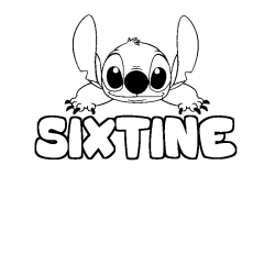 Coloring page first name SIXTINE - Stitch background
