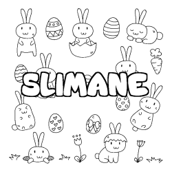 Coloring page first name SLIMANE - Easter background