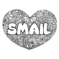 Coloring page first name SMAIL - Heart mandala background