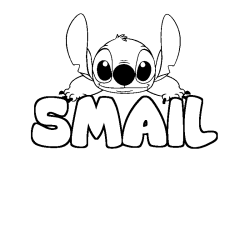 Coloring page first name SMAIL - Stitch background