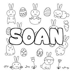 Coloring page first name SOAN - Easter background
