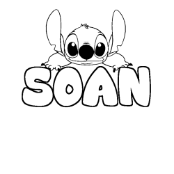 Coloring page first name SOAN - Stitch background