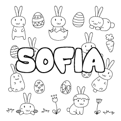 Coloring page first name SOFIA - Easter background