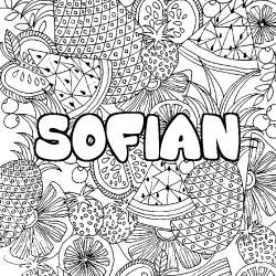 Coloring page first name SOFIAN - Fruits mandala background