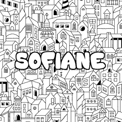 Coloring page first name SOFIANE - City background
