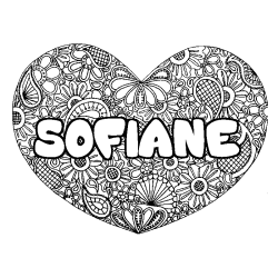 Coloring page first name SOFIANE - Heart mandala background