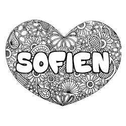 Coloring page first name SOFIEN - Heart mandala background