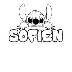Coloring page first name SOFIEN - Stitch background