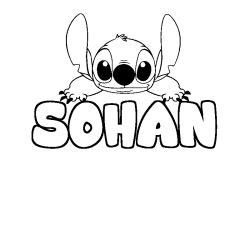Coloring page first name SOHAN - Stitch background