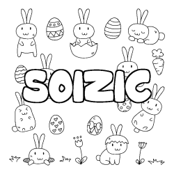 Coloring page first name SOIZIC - Easter background