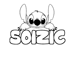Coloring page first name SOIZIC - Stitch background