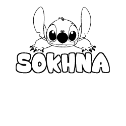 Coloring page first name SOKHNA - Stitch background