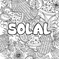 Coloring page first name SOLAL - Fruits mandala background