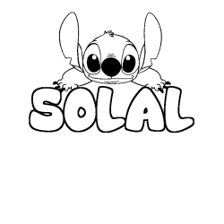 Coloring page first name SOLAL - Stitch background