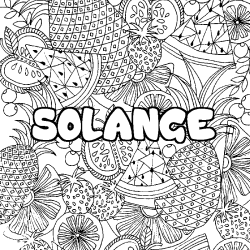 Coloring page first name SOLANGE - Fruits mandala background