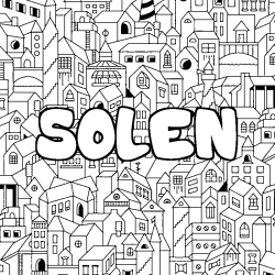 Coloring page first name SOLEN - City background
