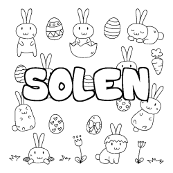 Coloring page first name SOLEN - Easter background