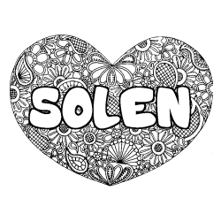 Coloring page first name SOLEN - Heart mandala background