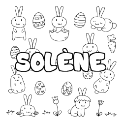 Coloring page first name SOLÈNE - Easter background
