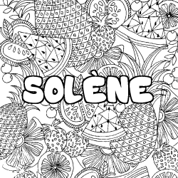 Coloring page first name SOLÈNE - Fruits mandala background