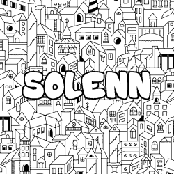 Coloring page first name SOLENN - City background