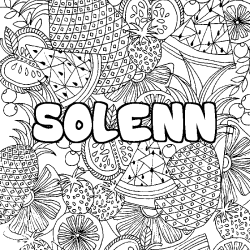 Coloring page first name SOLENN - Fruits mandala background