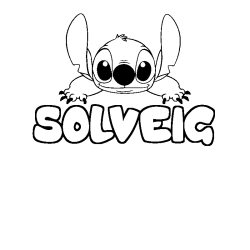 Coloring page first name SOLVEIG - Stitch background