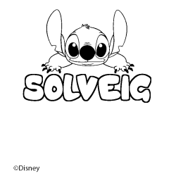 Coloring page first name SOLVEIG - Stitch background