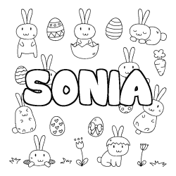 Coloring page first name SONIA - Easter background