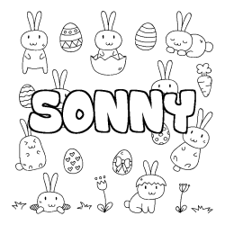 Coloring page first name SONNY - Easter background