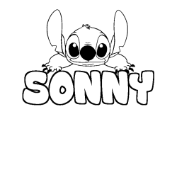 Coloring page first name SONNY - Stitch background