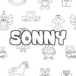 Coloring page first name SONNY - Toys background